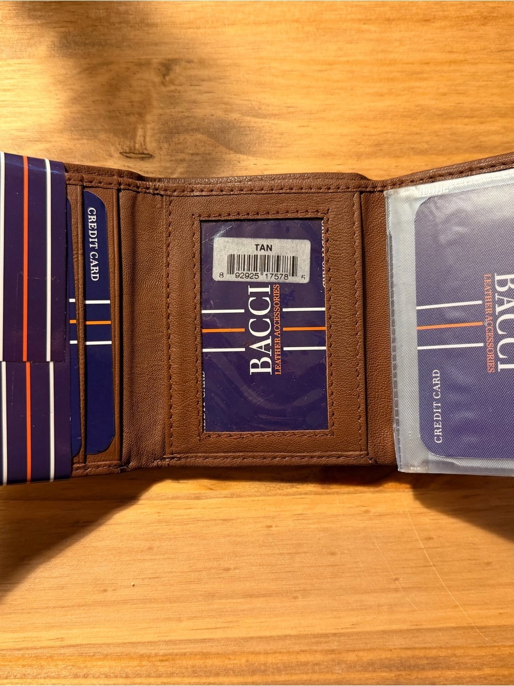 BACCI Brown Leather Tri-Fold Men’s Leather Wallet - Picture 3 of 4
